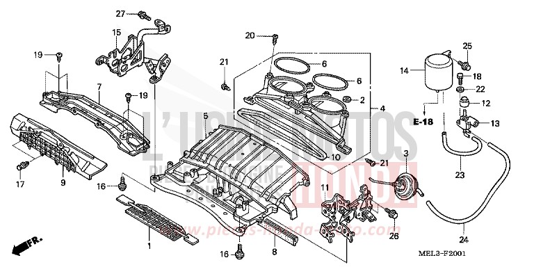 AIR INTAKE DUCT/SOLENOID VALVE (CBR1000RR4/5) for CBR1000RR Fireblade WINNING RED (R258BB) from 2004